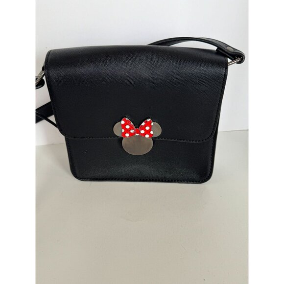 Disney Minnie Mouse Black Crossbody Bag With Adjustable Strap & Polka Dot Bow De - Picture 12 of 12